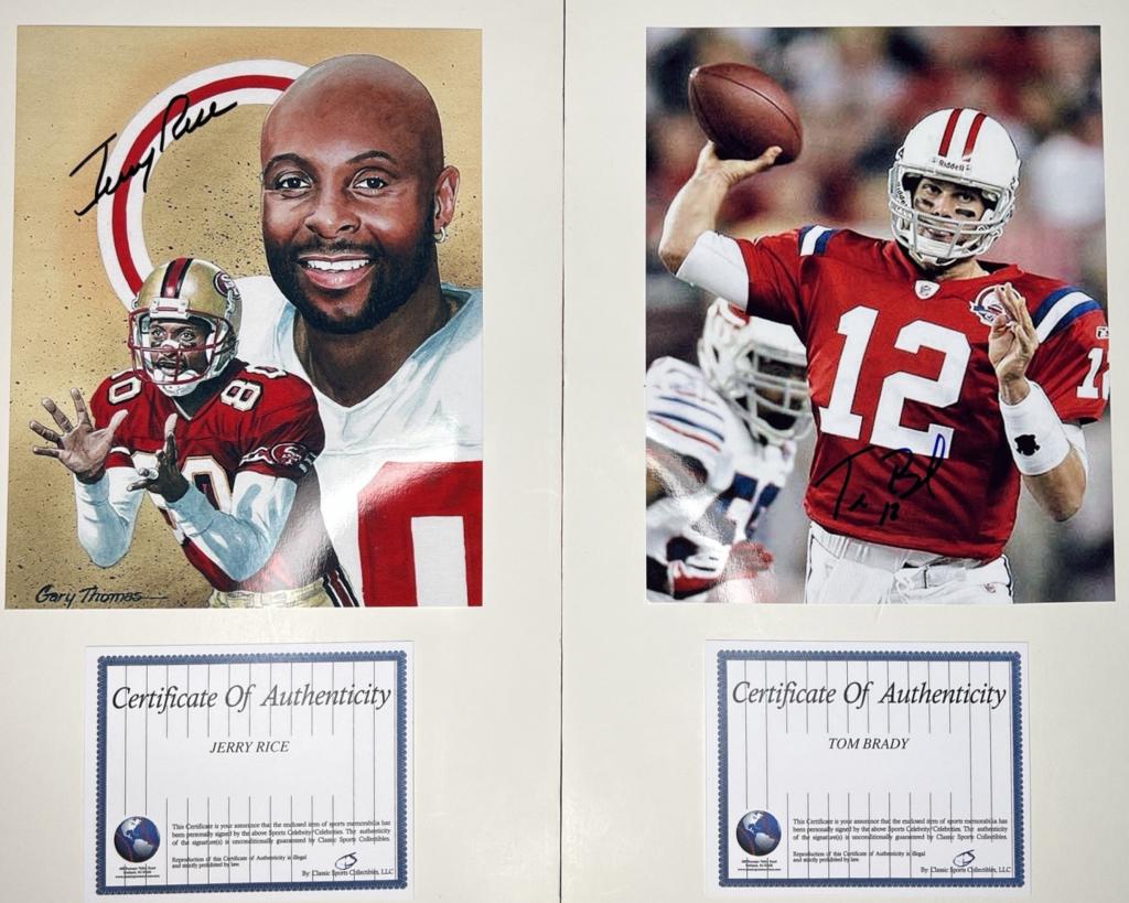 Jerry Rice & Tom Brady Autographed Photographs (1 of 9)