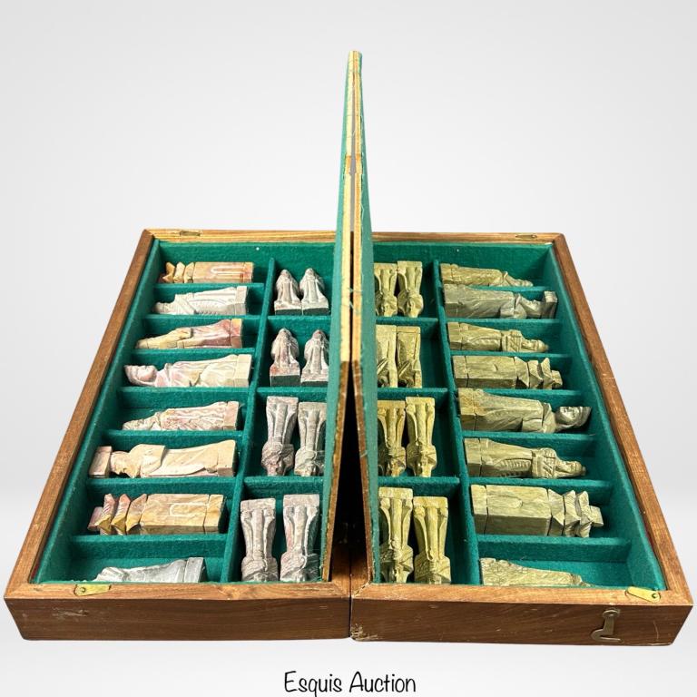 Vintage Asian Hand Carved Soapstone Chess Set (1 of 7)