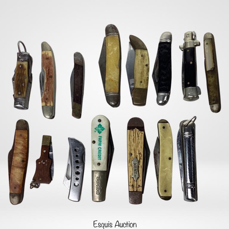 Lot of Vintage Pocket Knives - Kent, Barlow, Sharp: Lot of Vintage Pocket Knives - Kent, Barlow, Sharp, Imperial, Little Coon Skinner, etc..