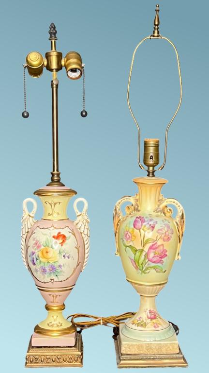 Two Vintage Porcelain Floral Table Lamps (1 of 2)