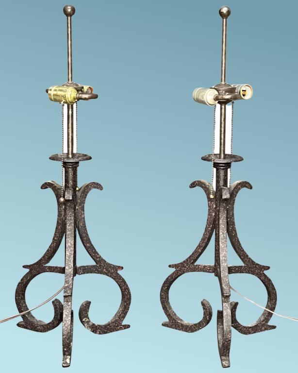 Pair of Vintage Cast Iron Medieval Style Lamps (1 of 2)
