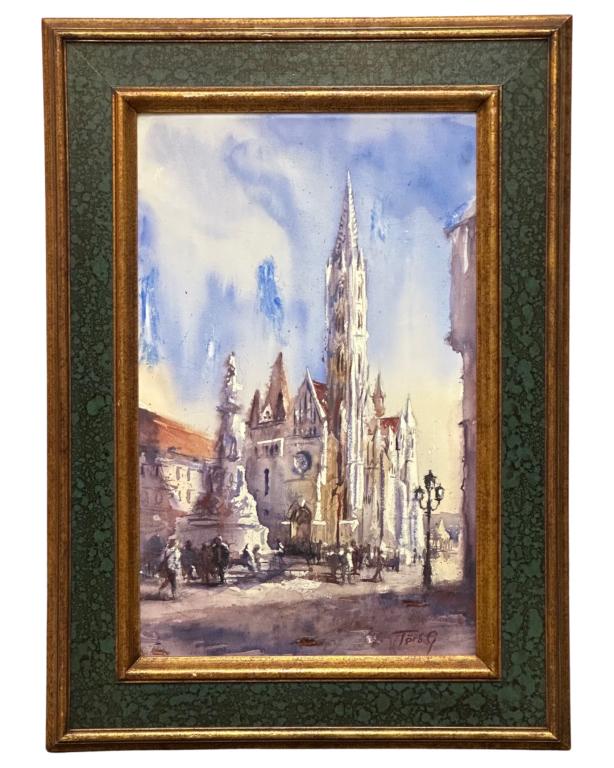 Toro G.-Old European Church Oil Painting: Toro G. (20th Century/ European School). Oil on Board. Signe dlower right corner. 31" x 22 1/2". Good Condition.