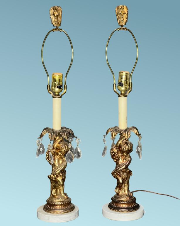 Pair of Vintage French Style Putti/ Cherub Lamps (1 of 4)