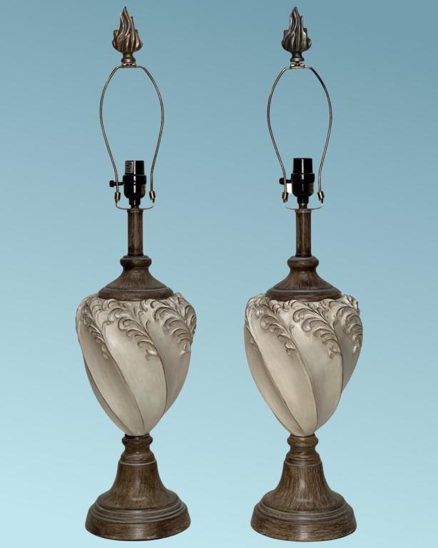 Pair of  Vintage Twisted Urn French Table Lamps (1 of 3)