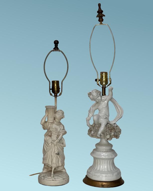 Two Vintage Porcelain Figural Table Lamps (1 of 4)