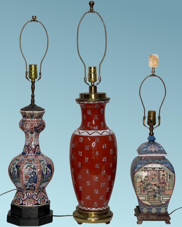 Vintage Oriental Chinoiserie Porcelain Lamps (1 of 4)