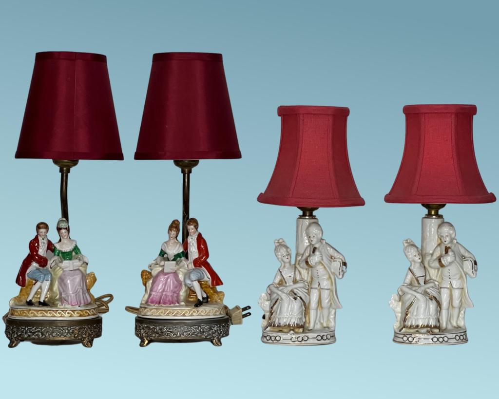Four Victorian Gentleman & Lady Figural Lamps (1 of 6)