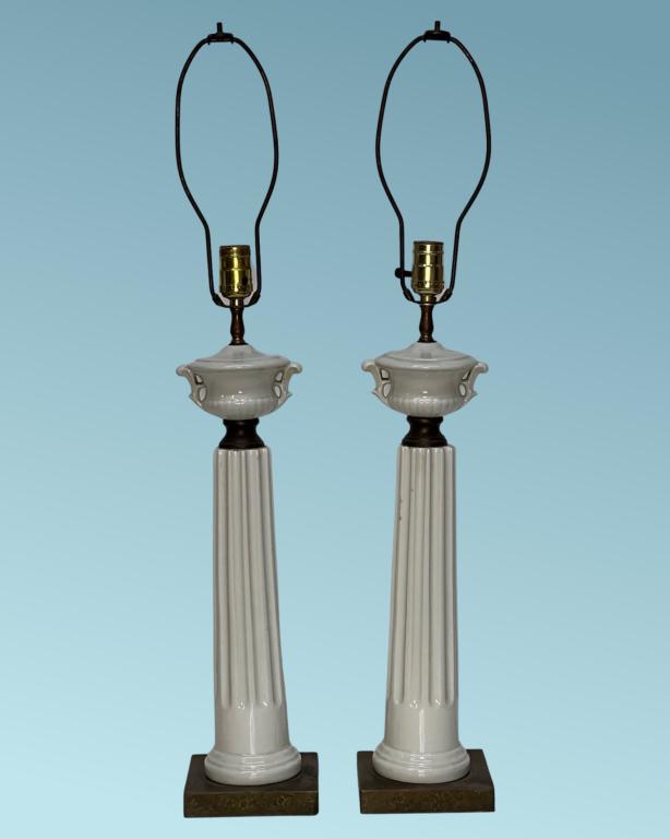 Pair of Neoclassical Empire Column Table Lamps (1 of 4)