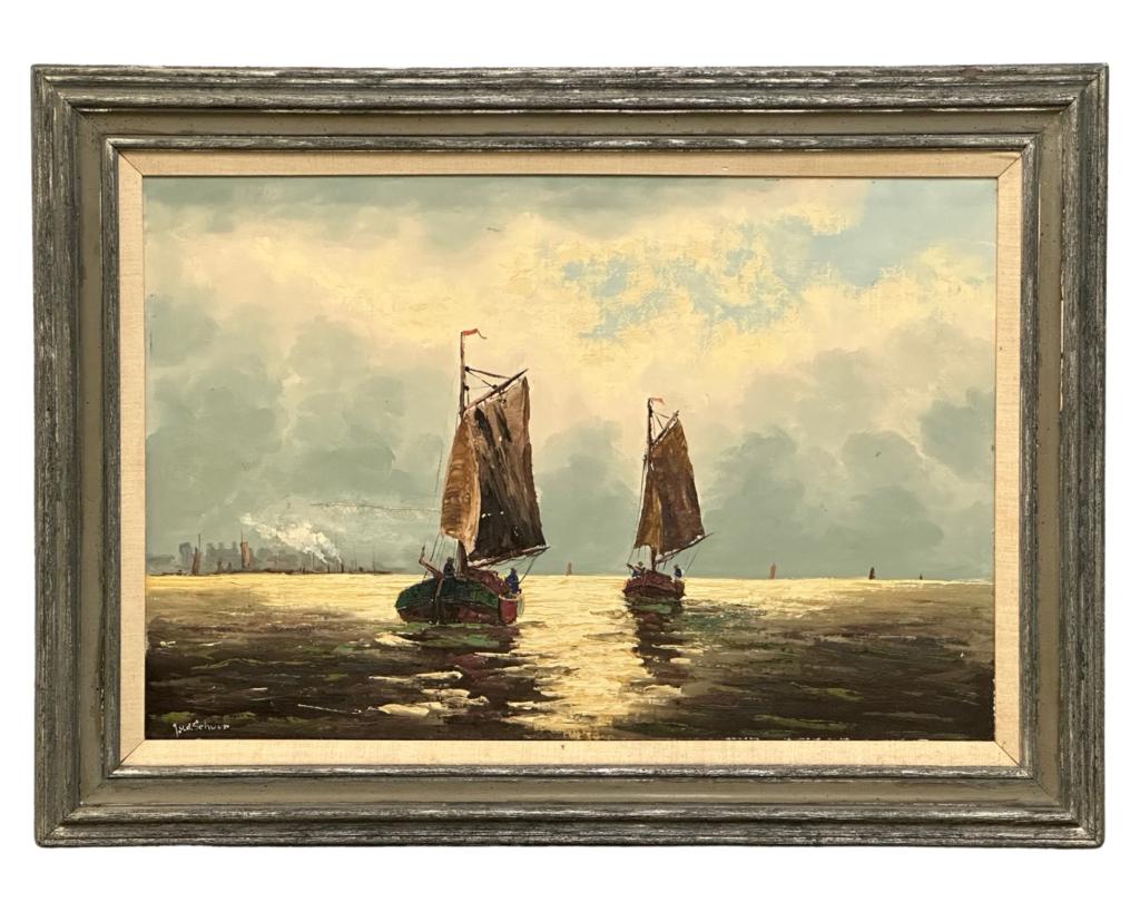 Unknown Artist- Sailing Boats Oil Painting (1 of 4)
