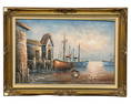 Benglis- Fishermen Boats Oil Painting