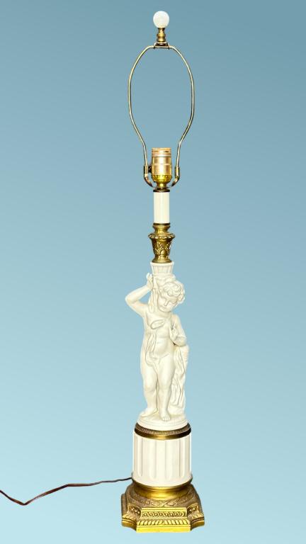 Vintage Figural Cherub/ Putti Porcelain Table Lamp (1 of 4)