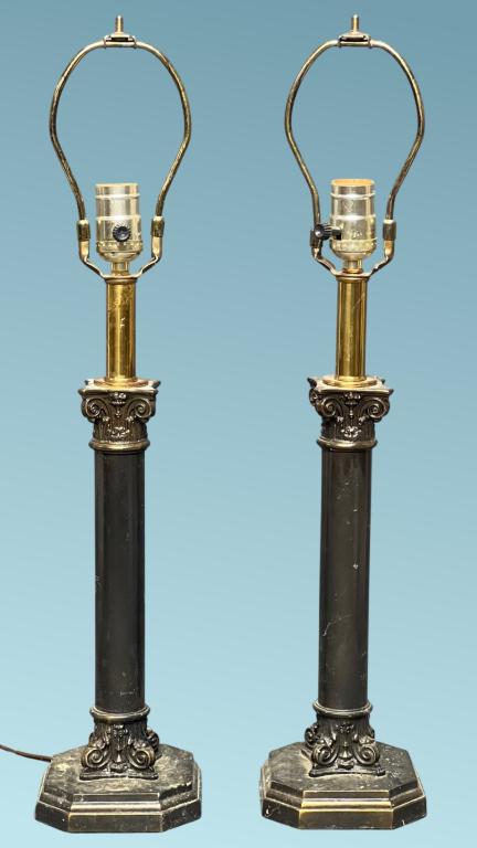 Pair of Neoclassical Column Table Lamps (1 of 4)