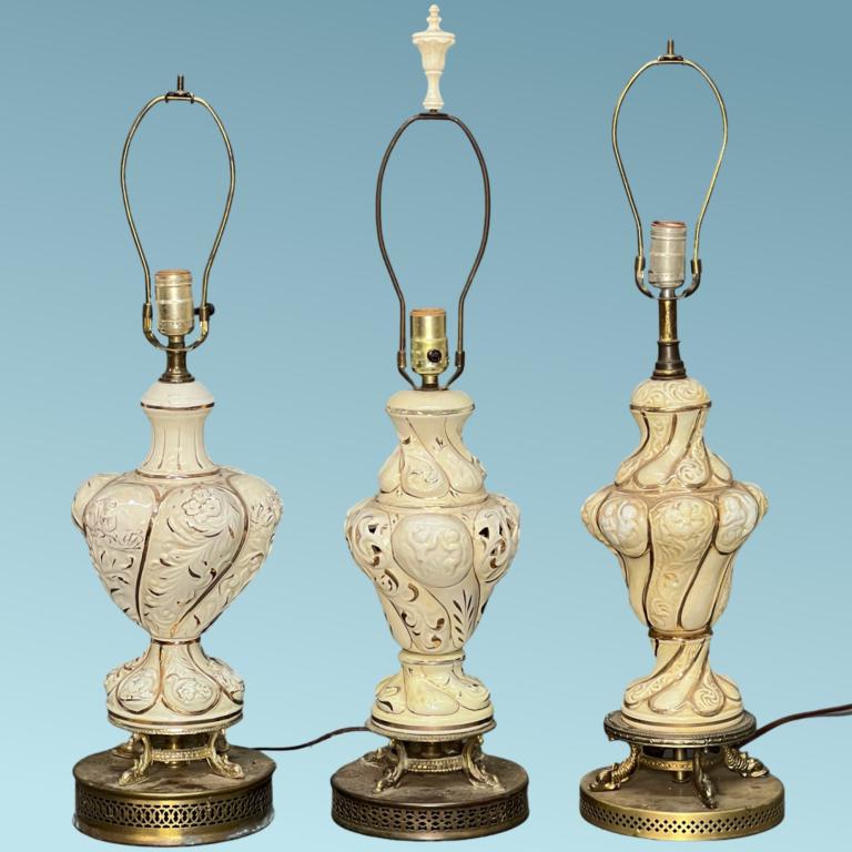 3 Vintage Italian Capodimonte Table Lamps (1 of 4)
