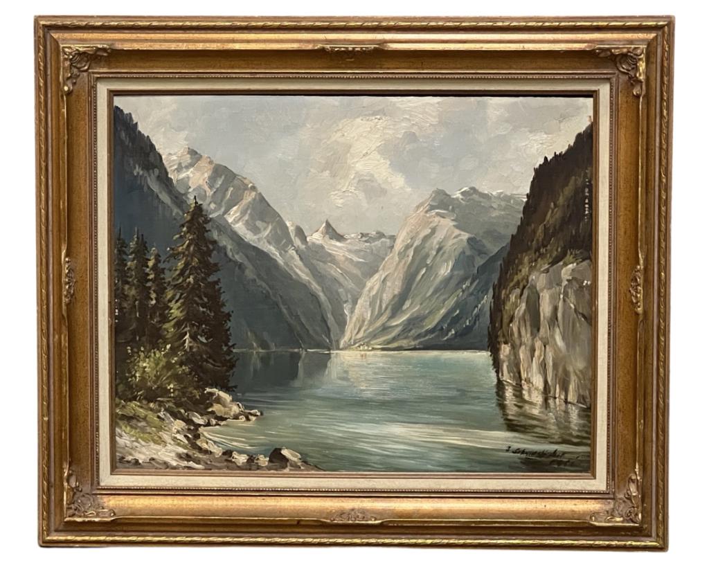 Unknown Artist- Mountain Landscape Oil Painting (1 of 3)