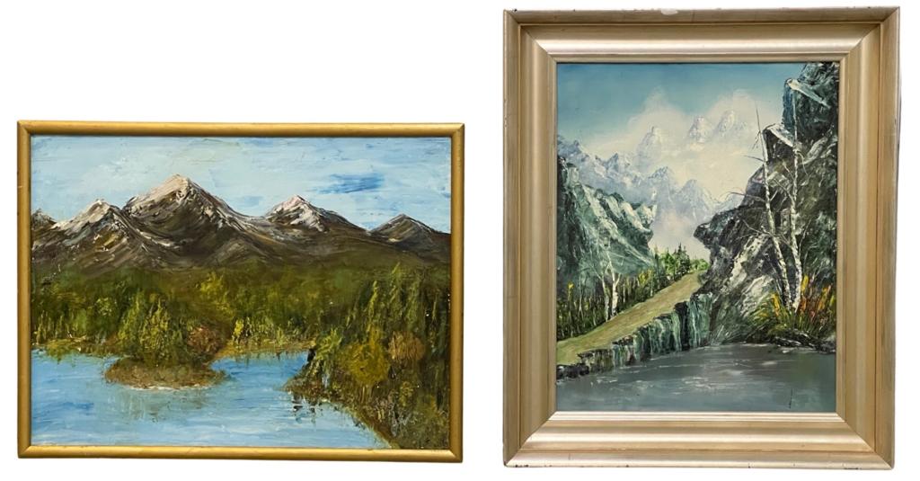 Two Vintage Mountain Landscapes Oil Paintings (1 of 3)