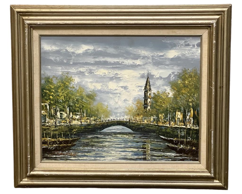 Unknown Artist- River Channel w/ Boats Painting (1 of 2)