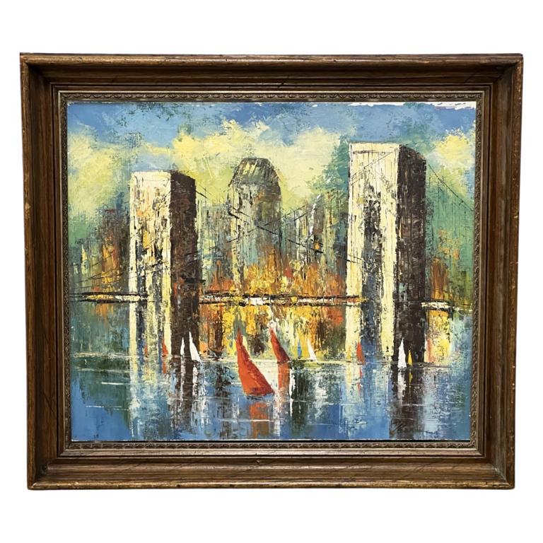 Porter- Bridge View Modernist Oil Painting (1 of 3)