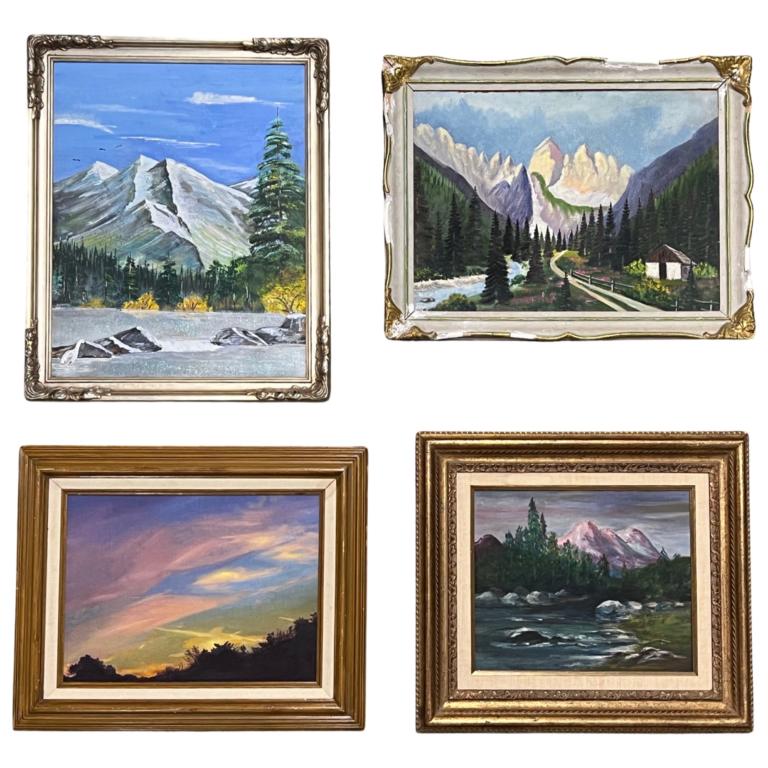 Four Mountain Landscape Oil Paintings (1 of 6)