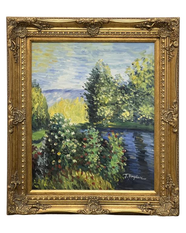 John Bingham- Landscape Oil Painting: John Bingham (20th Century/ American School). Oil on canvas. Signed lower right corner. Measures 32" x 27" framed. Good Condition.