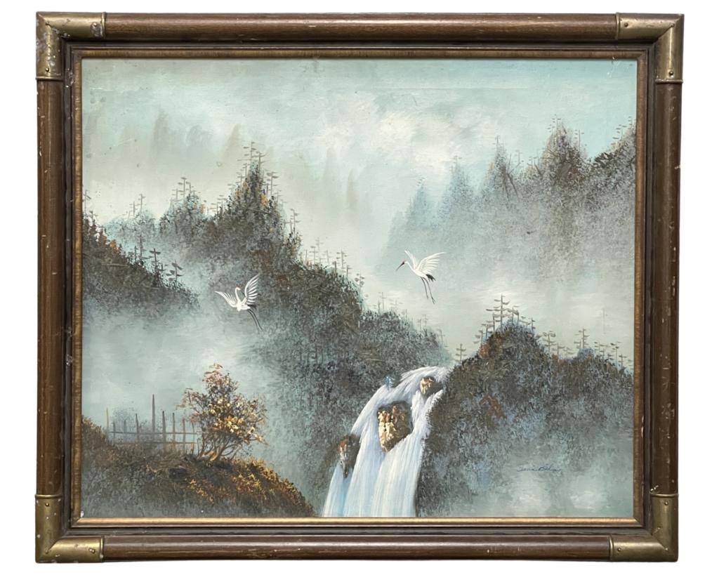 Jean Show- Oriental Landscape with Storks Painting (1 of 3)