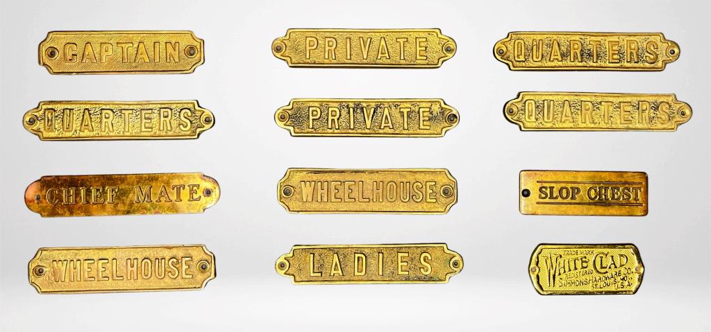 Group of Vintage Brass Door Plates/ Signs Nautical (1 of 4)