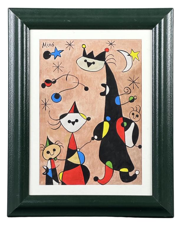 Joan Miro (in style) Abstract Drawing signed Miro (1 of 4)