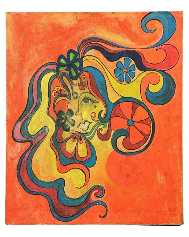 Unknown Artist- 1960's Hippie Art Oil Painting (1 of 2)