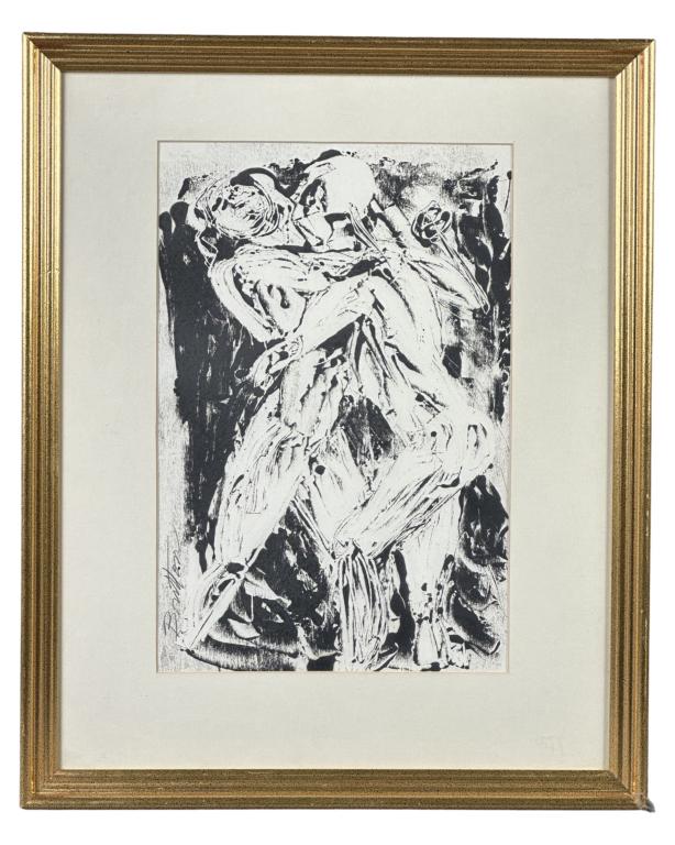 Unknown Artist- Black & White "Lovers" Woodcut (1 of 3)