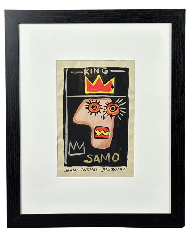 Jean-Michel Basquiat (in style) Draving w/ Stamp (1 of 3)