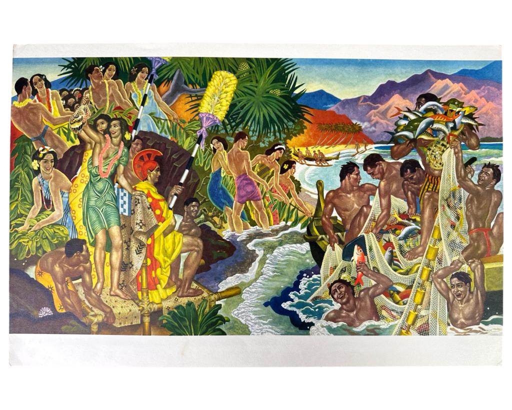 Eugene Savage Hawaiian Matson Print Portfolio: Eugene Savage Hawaiian Matson Print Portfolio. Set of 6 1952 Printsin original Envelope. Measure 21" x 13 3/4.