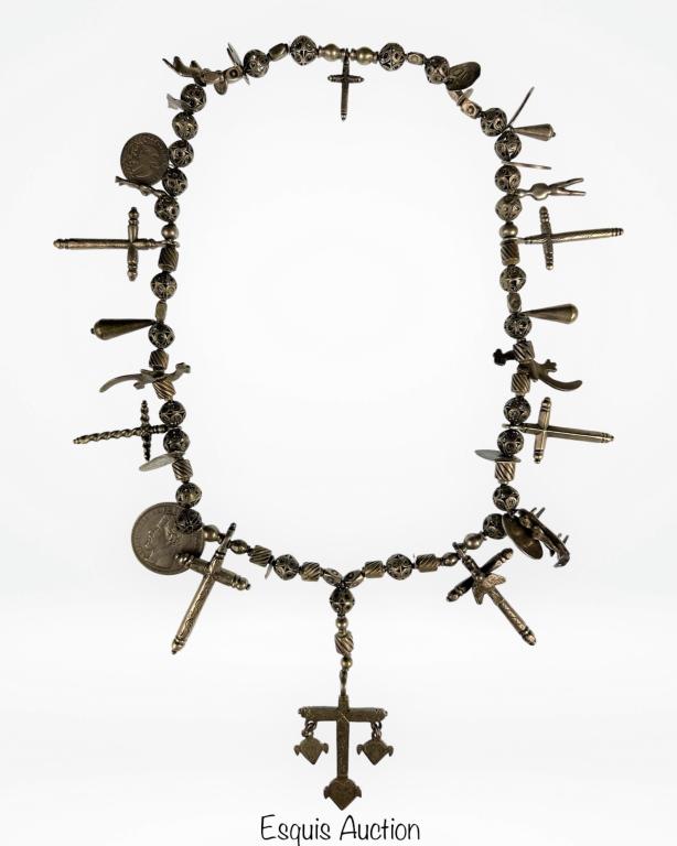 Large Sterling Silver Crosses & Charms Necklace (1 of 7)