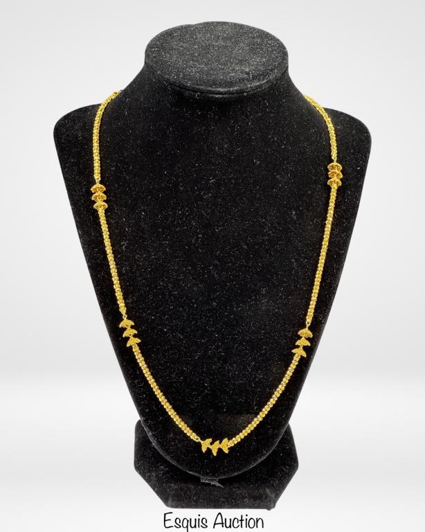 22k Gold Beaded Chain Necklace w/ Florets (1 of 5)