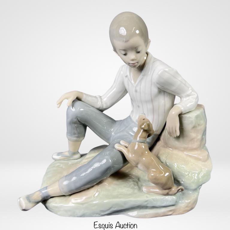 Lladro "Boy with Dog" 4755 Porcelain Figurine (1 of 5)