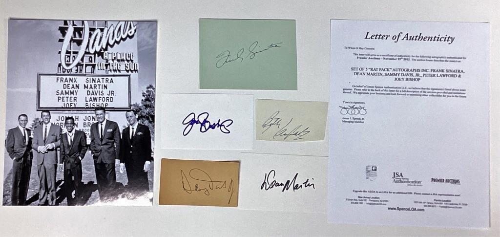 All 5 "Rat Pack" Autographs- Sinatra, Martin, Davs (1 of 4)