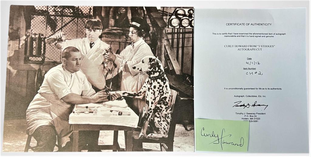 Curly Howard Autograph w/ 3 Stooges Photo (1 of 4)