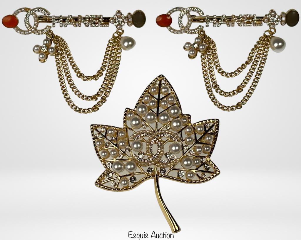 3 Chanel Ladies Brooches w/ Crystals & Pearls (1 of 7)