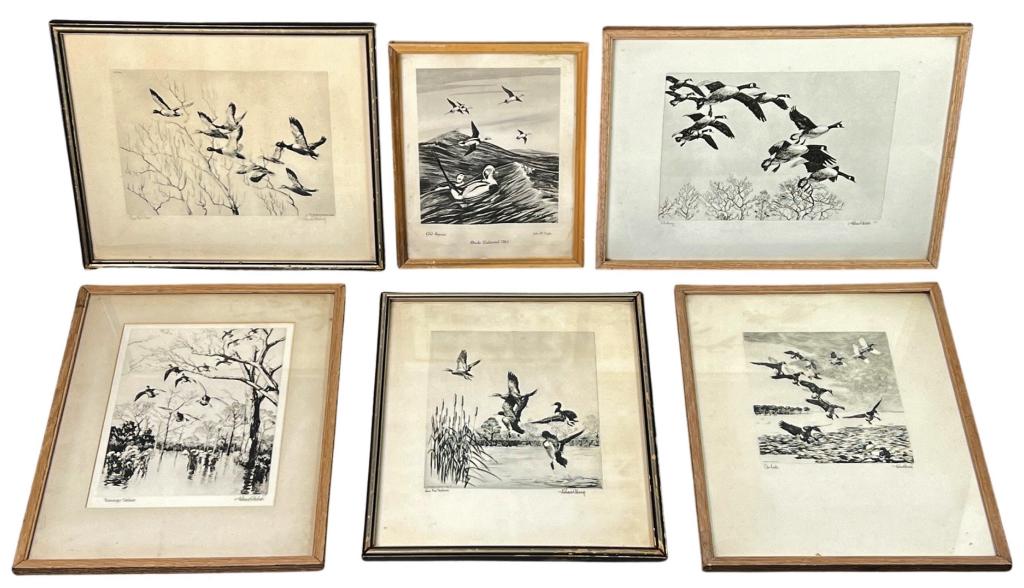 Lot of Wildlife Ducks Etchings- Richard Bishop, Jo (1 of 7)