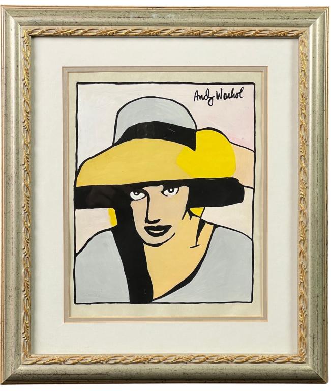 Andy Warhol (in Style) Pop Art Lady in Hat Drawing (1 of 4)