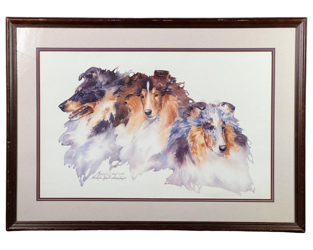 Marcia Van Woert- Sheltie Splash Dog Signed Litho (1 of 3)