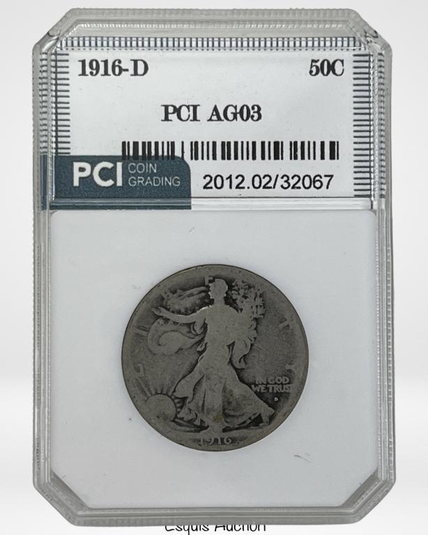 1916 D Walking Liberty US Half Dollar- Key Date (1 of 2)