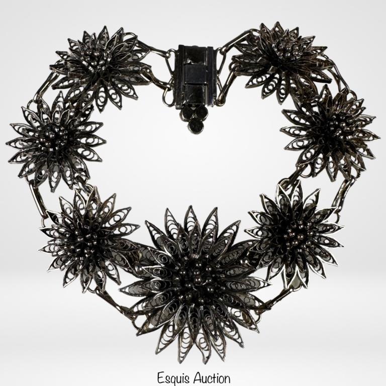 Vintage 1940's Sterling Silver Filigree Bracelet (1 of 5)