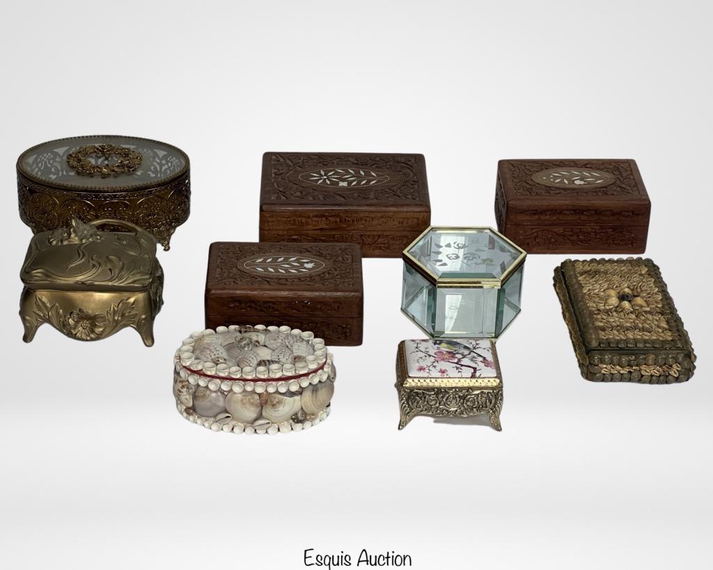 Lot of Vintage Jewelry Trinket Boxes (1 of 13)