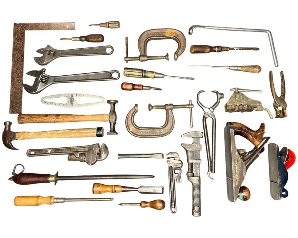 Wooden Tool Caddy with Vintage Hand Tools (1 of 3)