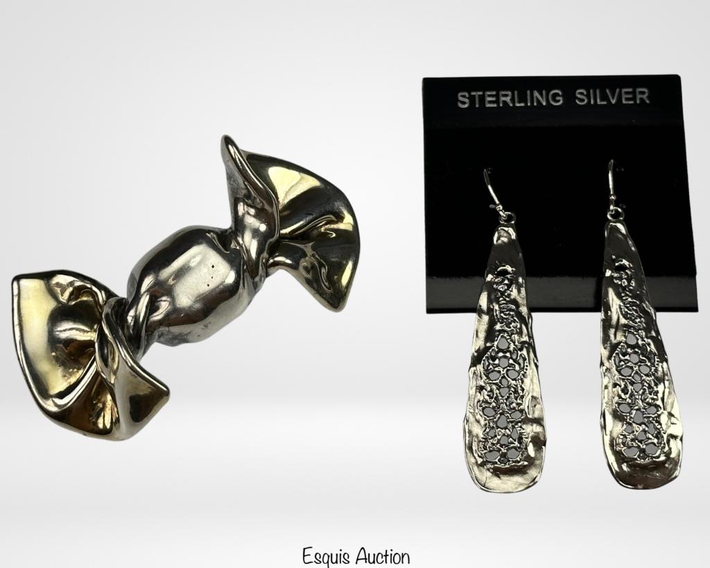 David Varsano Sterling Silver Bow Brooch & Earring (1 of 7)