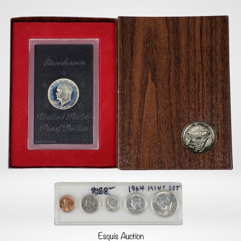 1974 Silver Proof Ike Dollar, 1964 Silver Mint Set (1 of 5)