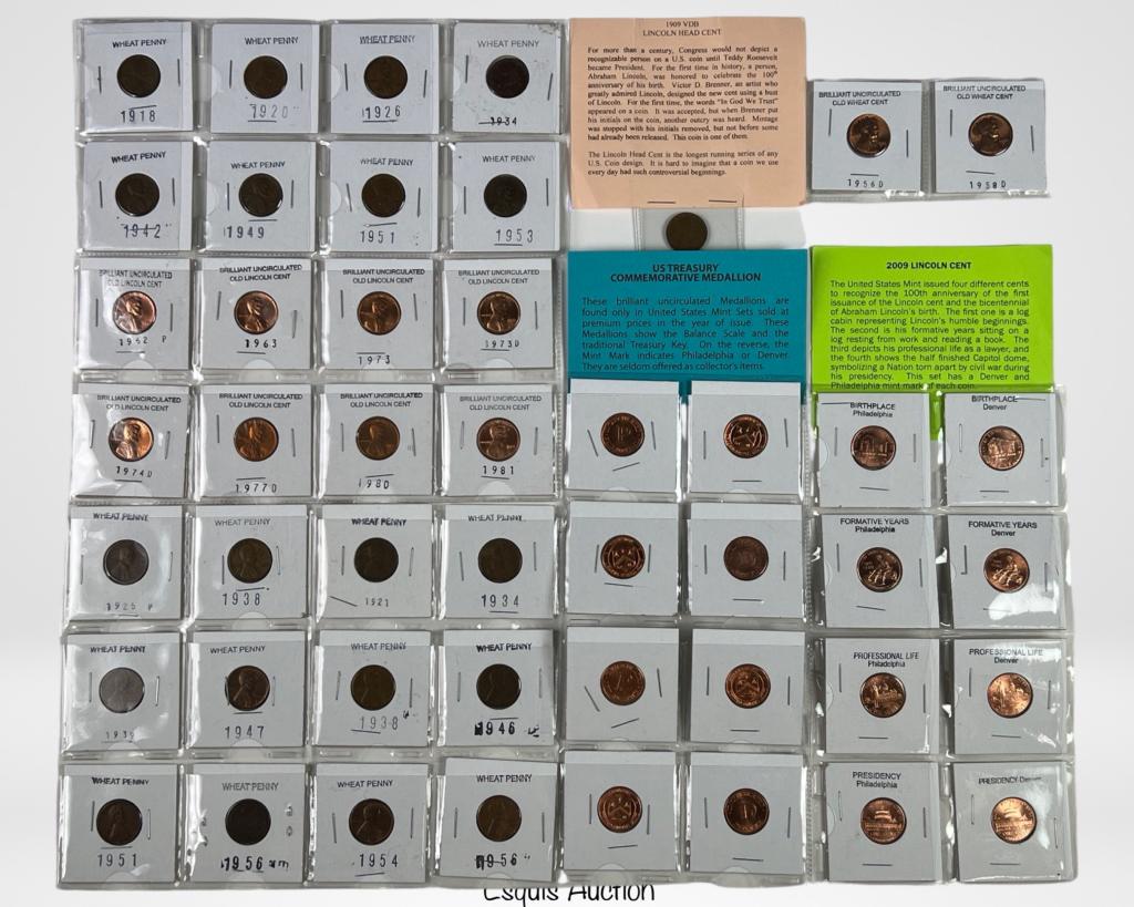 Lot of US Wheat & Lincoln Cent Coin 1909 VDB (1 of 5)