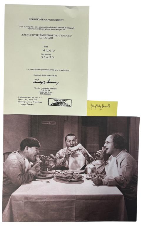 The "3 Stooges" Jerry Curly Howard Autograph (1 of 4)