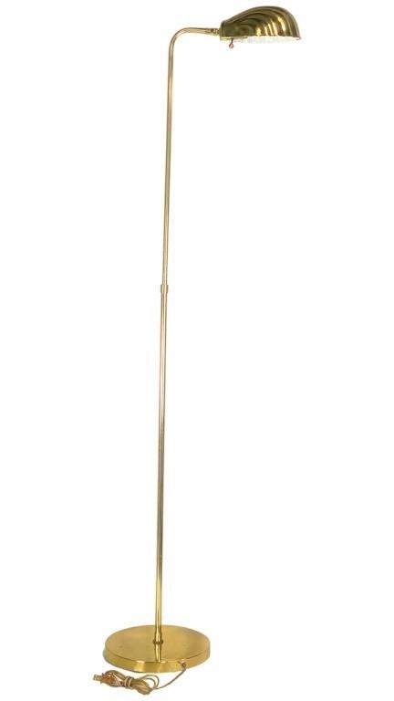 Frederick Cooper MCM Clam Shell Brass Floor Lamp: Mid Century Modern Frederick Cooper Adjustable Clam Shell Brass Floor Lamp. 61" at highest Position. Good overall condition with some age related wear.