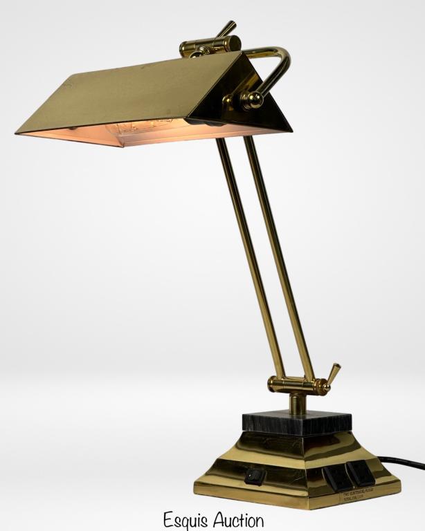 Adjustable Satin Brass Finish Bankers/ Desk Lamp (1 of 7)