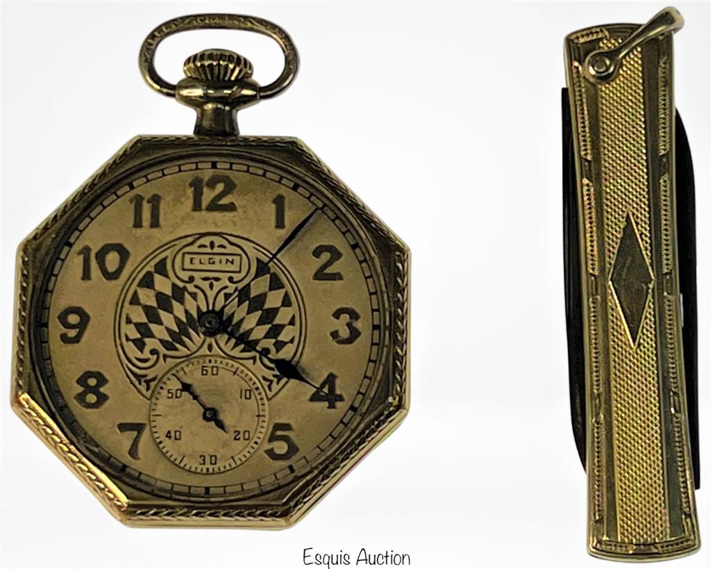 Antique Elgin Pocket Watch 14k GF w/ Pocket Knife (1 of 8)